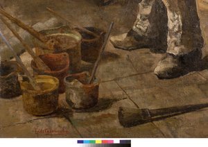Én is festő vagyok vagy Dilettáns vagy A festők stúdiója, 1885 (3497601 részlet)