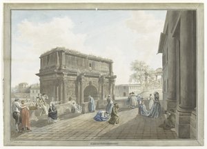 Kilátás Septimius Severus boltívére Rómában L