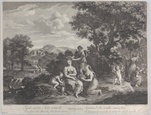 A Primavera, a virágokat gyűjtő és belőlük koronát készítő nők csoportja, kb. 1764.