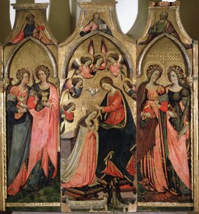 Szűz koronázásának triptichonja – Giovanni da Gaeta festménye (aktív 1449-1472 körül) 15. századi Gaeta, museo diocesano alkotó: Giovanni da Gaeta