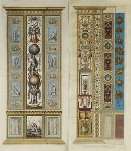 Arabeszk dekorációk a vatikáni loggiában (színes metszet) alkotó: Giovanni da Udine (after)