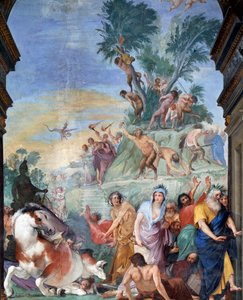 A múzsák és költők a Parnasszusra vadásznak (a Parnasszusból elűzött múzsák és költők) Giovanni da San Giovanni (1592-1636) freskórészletei 1634-1642 Museo degli argenti, Palazzo Pitti, Firenze alkotó: Giovanni da San Giovanni