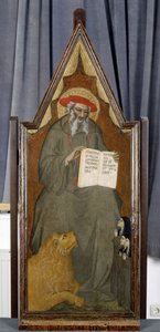 Szent Jeromos oroszlánnal és három imádkozó apácával, 1360 körül (tempera nyárfán)