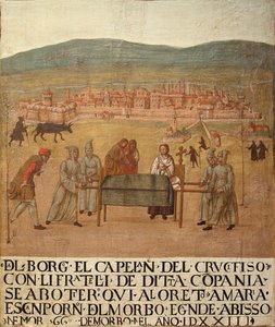 A Compagnia del Crocifisso zarándoklata Loretóba, 16. század első fele. alkotó: Giovanni del Leone