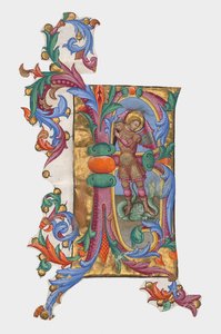Initiale R oder B: Heiliger Michael und der Drache, Ausschnitt aus einem Antiphonar alkotó: Giovanni di Paolo