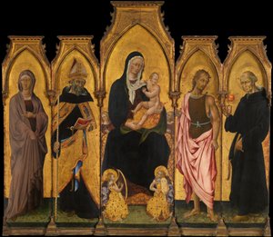 Madonna és gyermeke a szentekkel, 1454. alkotó: Giovanni di Paolo
