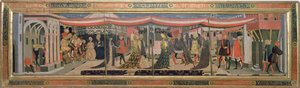 Az Adimari Cassone előlapja, amely esküvői jelenetet ábrázol a keresztelőkápolna előtt, 1450 körül (tempera a panelen) (lásd még: 62295, 123484-6)