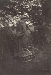 Nő áll kosárral a földön, 1870.