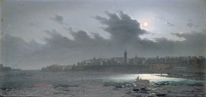 Málta kilátása a kikötőnél éjjel, 1876