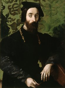 Zenész portréja, 1540 körül (olaj, tábla) alkotó: Girolamo Mazzola (attr.) Bedoli