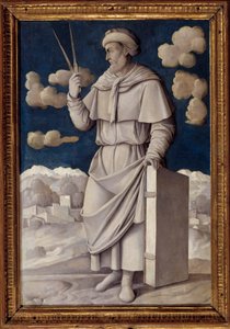 Eukleidész (Kr. e. 325-265) portréja, görög matematikus Girolamo Mocetto (1458-1531) festménye 1531 Párizs. Musee Jacquemart Andre - Eukleidész (Kr. e. 325-265) angol matematikus teljes alakos portréja. Girolamo Mocetto (1458-1531) festménye