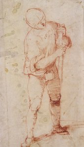 Álló férfi bottal (kréta papíron) alkotó: Girolamo Romanino
