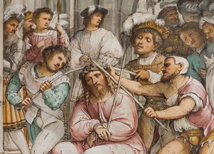 Középhajó, negyedik déli szakasz, Töviskoronázás, Girolamo Romanino alkotó: Girolamo Romanino