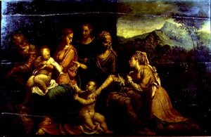 Szent Katalin misztikus házassága (olaj, panel) alkotó: Girolamo da (circle of) Carpi