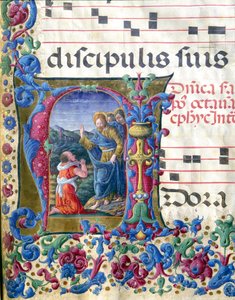 Girolamo da Cremona (1451-1483 körül) és Liberale da Verona (1445-1529) kórusának (Cod. 19/4. c.9v.) decoree lettrine, amely Isaiah Miniature vízióját képviseli a Sienai Katedrálisból. 15. századi székesegyház (Duomo), Siena, Olaszország
