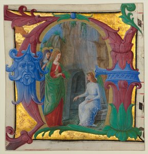 Kéziratos megvilágítás a szent asszonyokkal a sírnál kezdetben A..., kb. 1490-1500.
