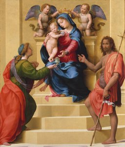 Madonna és a Szent Mária Magdolnával és Keresztelő Jánossal trónoló gyermek, 1523 körül (olaj, fa)