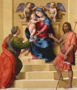 Madonna és a Szent Mária Magdolna és Keresztelő János trónoló gyermeke, kb. 1523.