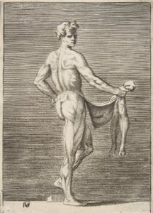 Lenyúzott férfi hátulról nézve, 1531-76. alkotó: Giulio Bonasone