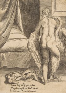 Léda és a hattyú, Az istenek szerelmeiből, 1531-76. alkotó: Giulio Bonasone