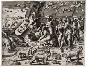 Noé elhagyja a bárkát, 1544 alkotó: Giulio Bonasone