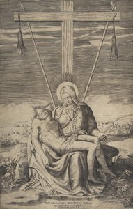 Pieta a Golgata keresztje alatt, 1547. alkotó: Giulio Bonasone