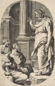 Szent Pál prédikáció, ovális kompozíció, 1547. alkotó: Giulio Bonasone