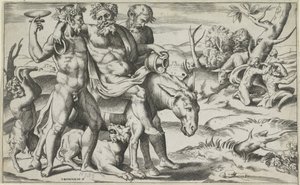 Silenus szamáron lovagol alkotó: Giulio Bonasone