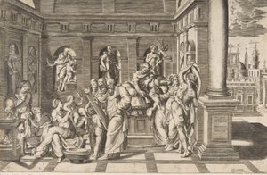 Keresztelő Szent János születése egy klasszikus épületben, kb. 1531-76 alkotó: Giulio Bonasone