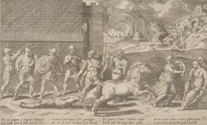 Hektor és Akhilleusz harca, valamint Achilles, aki Hektór testét vonszolta a ..., 1531-76.