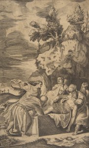 Krisztus síremléke, a bal háttérben látható keresztek a Kálvárián, 1563.