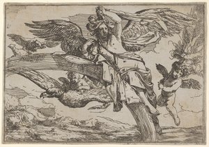 Levegő, amelyet a szivárványon fekvő Iris képvisel, egy szárnyas puttó medve kíséretében..., 1640-60. alkotó: Giulio Carpioni