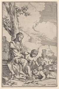 A Szent Család Krisztus lábát csókoló Szent János csecsemővel, 1640-60.