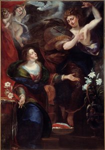 Giulio Cesare Procaccini Angyali üdvözlet festménye (kb. 1570-1625) 17. század V.1,63x2,36 m