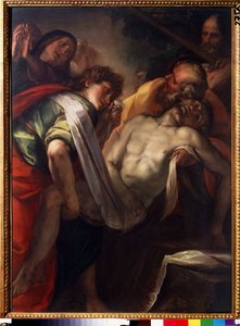 "La mise au tombeau" (Krisztus síremléke) Giulio Cesare procaccini (1574-1625) festménye 1620 körül Puskin Múzeum, Moszkva alkotó: Giulio Cesare Procaccini