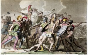 Harc Patroclus holttestéért (trójai háború) - a Ferrario „Az ősi és modern jelmez” című filmjében, szerk. Milano