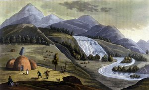 Lappföld tája (Norvégiához, Svédországhoz, Finnországhoz és Oroszországhoz tartozó területek), a bennszülöttek (számik) lakóhelyei Ferrario „A régi és modern viselet”-ben, szerk. Milánó