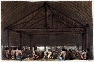 A Barátok szigetén (Tonga) Pulaho király a Kavát issza – Dr. Jules Ferrario „The Old and Modern Costume” című művében, szerk. Milánó alkotó: Giulio Ferrario