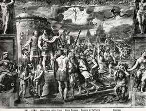 Constantines a kereszt látomása, a Sala di Costantino, Raphael Roomsból alkotó: Giulio Romano
