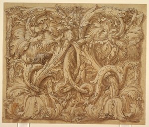 Acanthus Rinceaux dizájn állatokkal és madarakkal alkotó: Giulio Romano