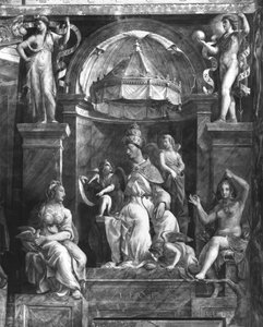 I. Nagy Leó pápa (kb. 390-461) két erény között, Raphael Rooms (lásd még: 252780 és 252781) alkotó: Giulio Romano