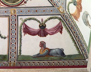 A Camera con Fregio di Amorini Ámor fríz kamrája egy szfinx részlete, 1520-as évek freskója alkotó: Giulio Romano