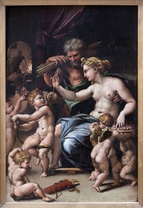 Vénusz és Vulkán (olaj, vászon) alkotó: Giulio Romano