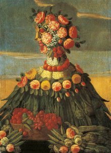 Olaszország, Firenze, a tavasz, kosár cseresznye virággal alkotó: Giuseppe (follower of) Arcimboldo