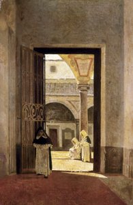 Domonkos kolostor előszobája. Giuseppe Abbati (1836-1868) festménye. Olaj, fa. Cadizi Múzeum.
