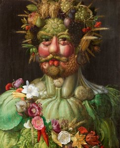 Olaszul: II. Rudolf császár mint Vertumnus.  Habsburgi II. Rudolf mint Vertumnus alkotó: Giuseppe Arcimboldo