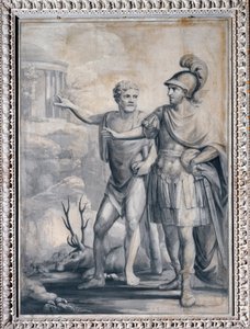 Az erény megmutatja a hősnek a dicsőség templomát (monokróm rajz alkotó: Giuseppe Bacigalupo