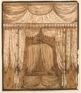 Rajz, Egy ágyfülke emeletrajza, 1790 körül. alkotó: Giuseppe Barberi