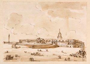 Tér palotával alkotó: Giuseppe Barberi