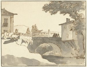 Falukép Alcobaçában, Portugáliában alkotó: Giuseppe Bernardino Bison (possibly)